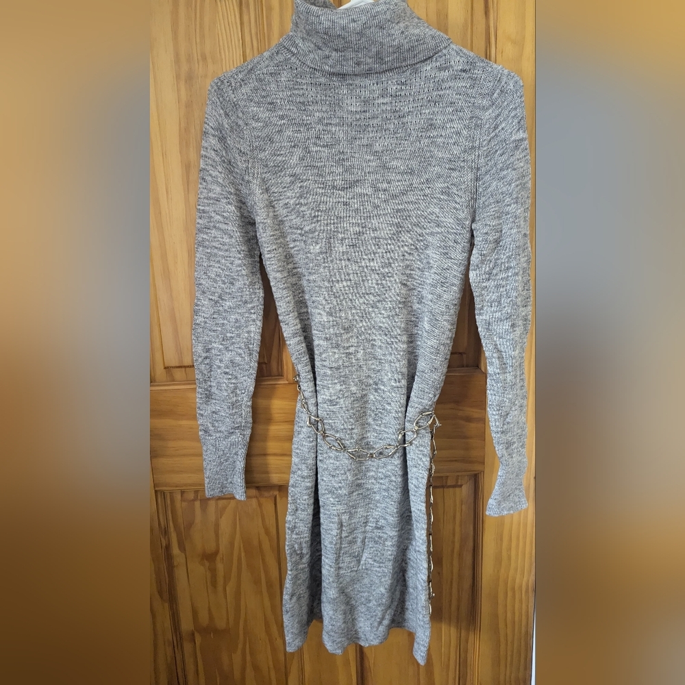 GAP Gray Long Sleeve Dress with Chain Detail